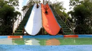 50 Days Build Modern Twin Water Slide From Tree Tops Into Underground Swimming Pool