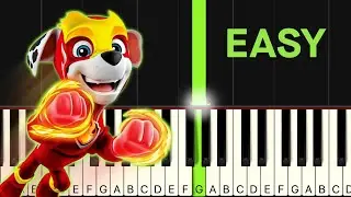 Paw Patrol Mighty Pups Theme Song EASY Piano Tutorial