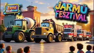 Járműfesztivál 🚜 | Gyerekdal Járművekről – Traktor, Kombájn, Markoló és Tűzoltó
