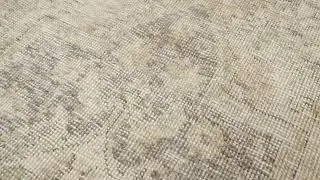 Vintage Persian Tabriz Rug, Washed Neutral Medallion in Cream and Gray - Rug & Kilim -34980
