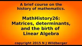 Matrices, determinants and the birth of Linear Algebra | Math History | NJ Wildberger