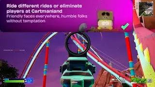 Ride different rides or eliminate players at Cartmanland Fortnite