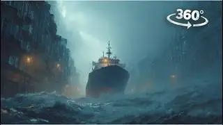 360&deg; Tsunami wave hits the city - escape the ship VR 360 interactive videos