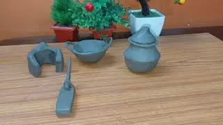 Diy polymer clay kitchen set handmade miniature kitchen set with clay all kitchen setup bartan ||