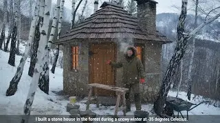 I built a stone house in the forest during a snowy winter at  -35&deg;C