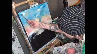 Penny's Lane sky #oilpainting #wheelchairartist #wetonwettechnique #bobross