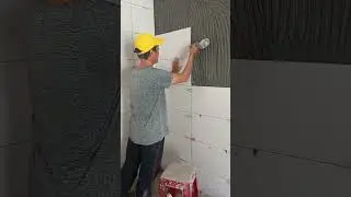 Techniques for tiling warped bathroom tiles to restore straightness#shorts