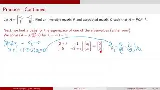 MATH 3191: Practice Example with Complex Eigenvalues and Similar Matrices
