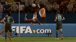 Rabona assist with overhead kick 