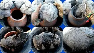 DED series:25@sahibaasmr8867 pure charcoal cement texture crumbling in clay pot in different way 🤤