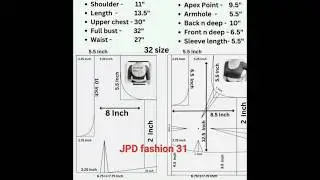 32 size 4 tucks blouse cutting 👆4 tucks blouse drafting #blouse #shorts