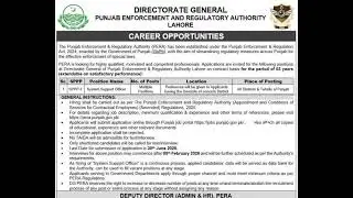 System Support officer Job#Punjab Enforcement & Regulations Authority#Last Date#30-06-2026#