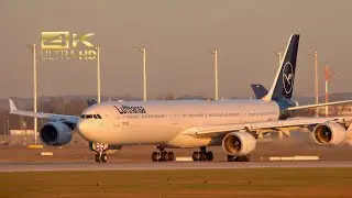 (4K) Airbus A340-642 from Lufthansa D-AIHI departure at Munich Airport MUC EDDM