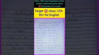 Class 12th most important poetry author name and writer name 100% guarantee of 5 marks2025English#yt