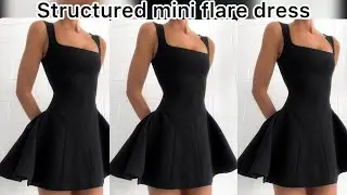 How to Cut and Sew a Structured Mini Flare Dress Pattern&Sewing Tutorial | Step by Step guide. 