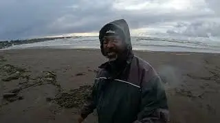 Razor Clam Digging in Ocean Shores, WA During a Cyclone