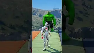 white spiderman epic jump fail and kick the hulk