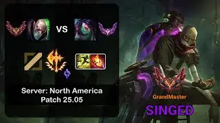 Singed Mid vs Akali - NA GrandMaster - Patch 25.05