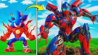 Upgrading Sonic to The Flash & Spider-Man to a Transformer in GTA 5! Super Evolution!