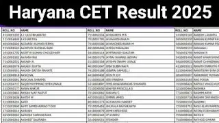 Haryana CET Result 2025 Cut Off Marks, Score Card /Haryana HSSC CET Result 