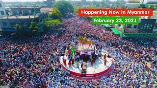 February 23, 2021 - Thousands Of People Protest Against Military Coup In Myanmar