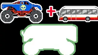 Mini Bus + Monster Truck | Street Vehicles | Monster Vehicles  | Mashup Vehicles  | Pixel City
