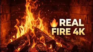 Real Fireplace Fire 🔥 4K | Deep Sleep, Relaxing Fire Sounds & Stress Relief