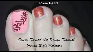 Easy DiY Swirly Elegant Pedicure for Fall- Toe nail Art Tutorial | Rose Pearl