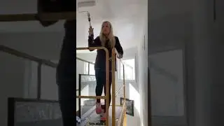 Popcorn ceiling removal on a 17&rsquo; high ceiling #beforeafter #ceiling  #design @kda designs