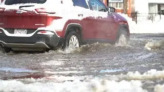 Street flooding caused by Ice Jams in Meadville, PA - 1/13/2018
