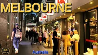 Melbourne Australia Virtual  Walking tour - Vibrant Nightlife  | 4K  🇦🇺