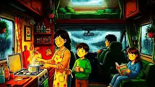 A Rainy Day on Our Way to the Beach: Cozy Moments in Our Mobile Home | Ghibli-Style Video