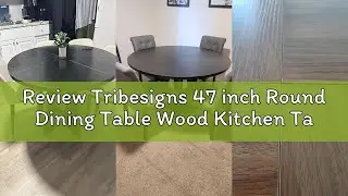 Review Tribesigns 47 inch Round Dining Table Wood Kitchen Table for Dining Room, 47
