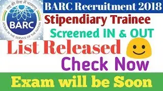 BARC screened IN & OUT list Released for stipendiary trainee . Check Now