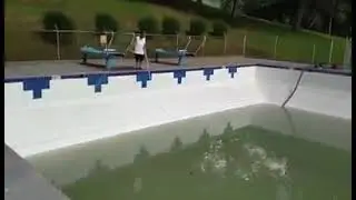 County Park Pool flooding a week after we finished. Fiberglass durable finish & easy clean up