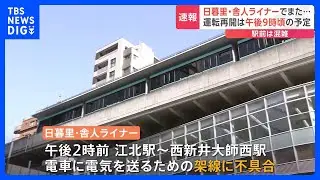 日暮里・舎人ライナーが全線で運転見合わせ　架線に不具合…10日も停電で一時運転見合わせ　午後9時ごろ運転再開｜TBS NEWS DIG