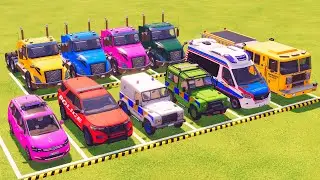 VUS GAME - TRANSPORTING POLICE CARS, FIRE DEPARTMENT, AMBULANCE VEHICLES WITH TRUCKS - FS22 #322