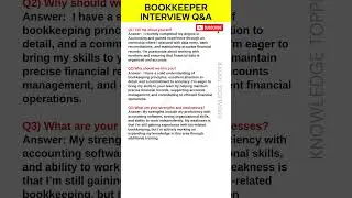 Bookkeeper Interview Questions and Answers | Bookkeeper Job Interview Questions and Answers