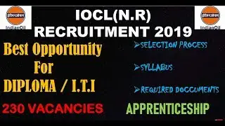 IOCL NORTH REGION TRADE AND TECHNICIAN APPRENTICESHIP ||DIPLOMA |I.T.I|