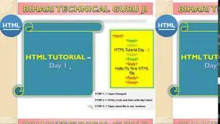 HTML tutorial for beginners in hindi/english by bihari technical guru ji # Day-1