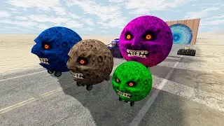 Big & Small Cars Moon & Hummer with spiked wheels! Fun Challenges | BeamNG.drive #23