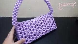 DIY beads bag | pearl Beaded Bag | tas manik manik | how to make lillac beaded bag part 1