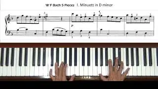 Wilhelm Friedemann Bach 5 Pieces I. Minuett in D Minor Piano Tutorial