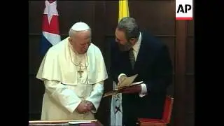 Pope Visits Castro at Revolutionary Palace, Cuban Celebrate Visit of Pope John II, Pope John Paul II