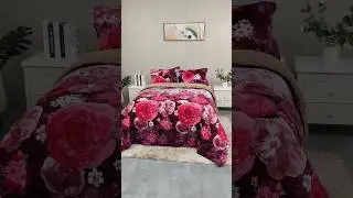 🌹 Cozy Floral Flannel 3-Piece Blanket Set#FlannelSet#FloralDesign#BedroomStyle#deerprintblanket