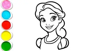 Cute Princess Belle Drawing for kids, Painting and Coloring for kids, Toddlers l Let's Draw Together