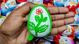 NEW! Colored Glitter Kinder Joy opening ASMR - A lot of Kinder Surprise egg toys Part-100
