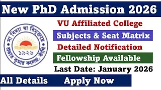Ongoing PhD Admission 2026 // VU affiliated College // New PhD admission 2026