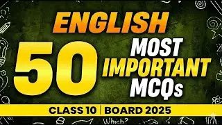 Class 10 English 50 Most Important MCQs 2026 | English Grammar Objective Questions | Live 8 PM
