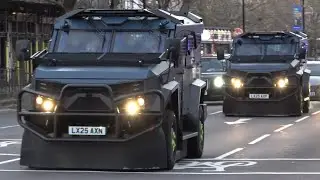 Metropolitan Police, New X4 Armoured Plasan Sandcat&rsquo;s driving through Old Kent road 